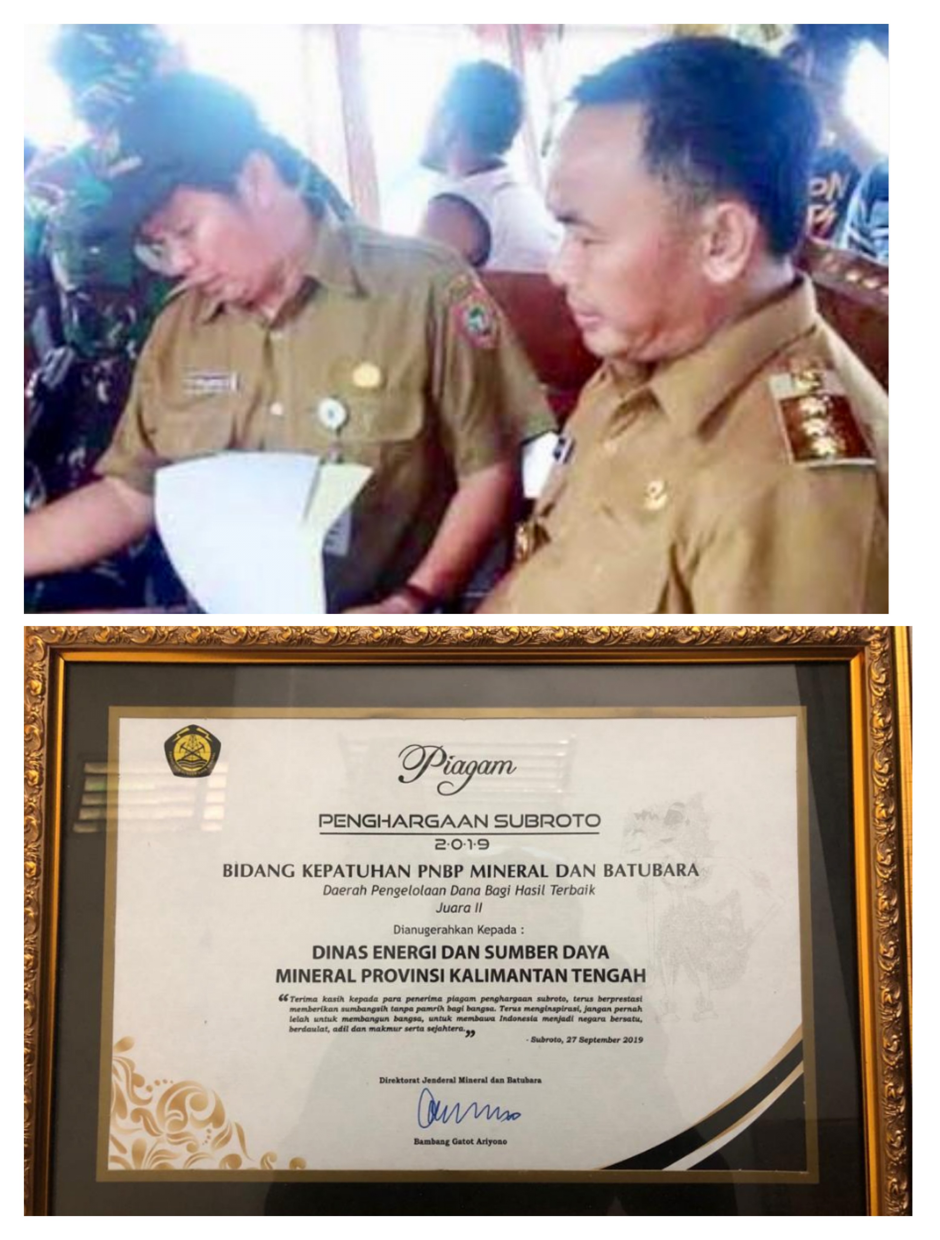 Pemprov Kalteng Juara II Nasional Kepatuhan PNBP Minerba