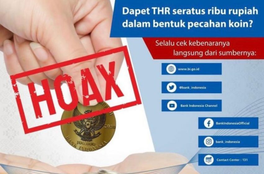  Uang Koin Pecahan Rp100 Ribu, HOAX. BI : Cek dan Tanyakan di Medsos Resmi Bank Indonesia atau Call Center BI BICARA 131