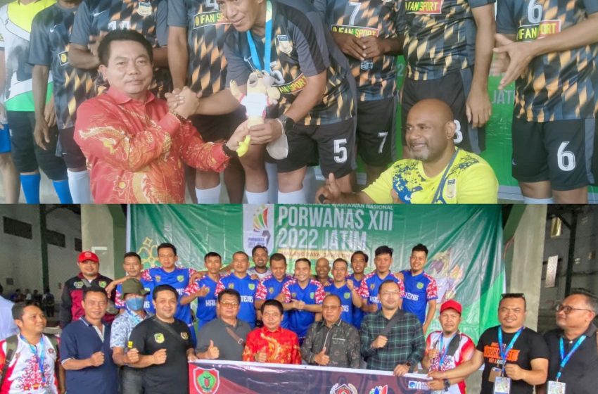  Peroleh Tiga Emas, PWI Kalteng Tiga Besar Porwanas 2022. Ketua DPRD Kalteng H. Wiyatno, SP Serahkan Medali 