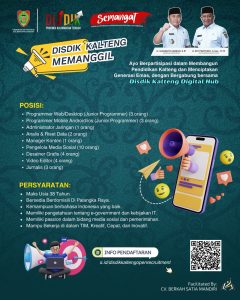 Disdik Kalteng Buka Rekrutmen Tim Kreatif 30 Orang, Ini Persyaratannya